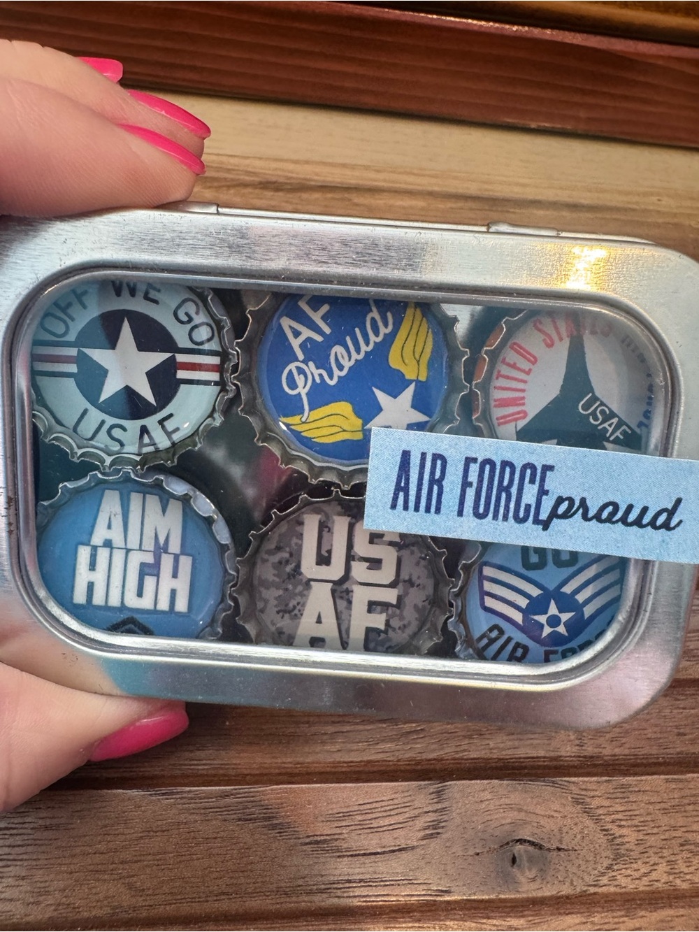 Air Force Proud Bottle Cap Magnet Set - Blue